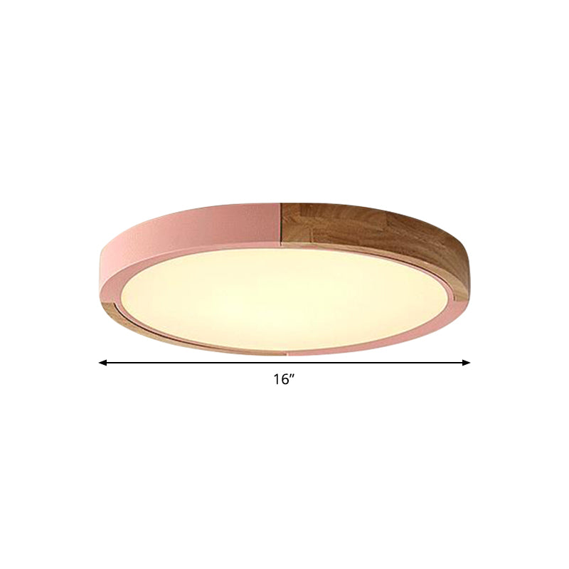 Circular Macaron Led Flush Mount Ceiling Light In 3 Colors And 2 Options 16’/19.5’ Wide