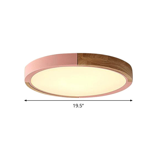 Circular Macaron Led Flush Mount Ceiling Light In 3 Colors And 2 Options 16’/19.5’ Wide