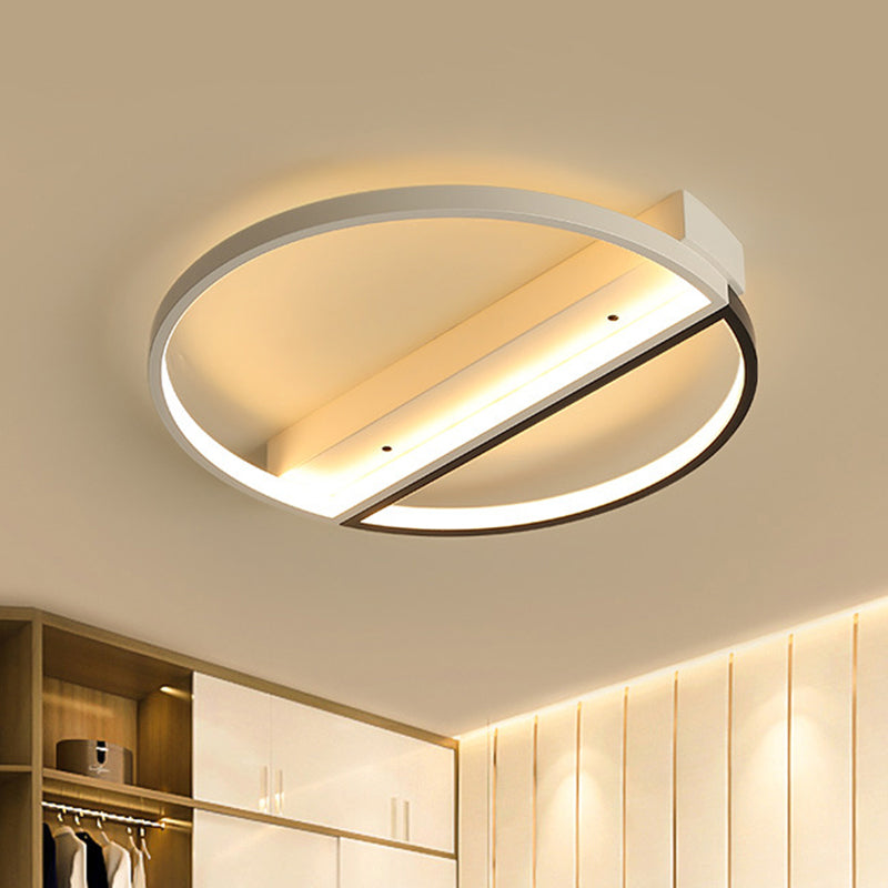 Minimalist Acrylic Led Ceiling Light - Flush Mount Ring Design Black - White / 17’ Warm
