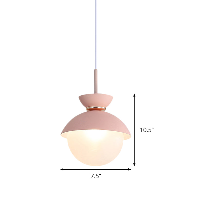 Macaron Metal Pendant Lighting - Flared Design 1-Light Gray/Blue/Pink Dining Room Ceiling Light
