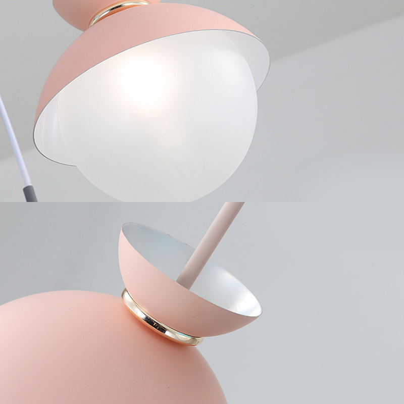 Macaron Metal Pendant Lighting - Flared Design 1-Light Gray/Blue/Pink Dining Room Ceiling Light
