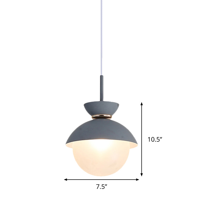 Macaron Metal Pendant Lighting - Flared Design 1-Light Gray/Blue/Pink Dining Room Ceiling Light