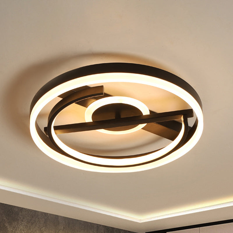 Contemporary Circle Acrylic Ceiling Mounted Led Flush Light - 16/19.5 Wide Black/White Warm/White/3