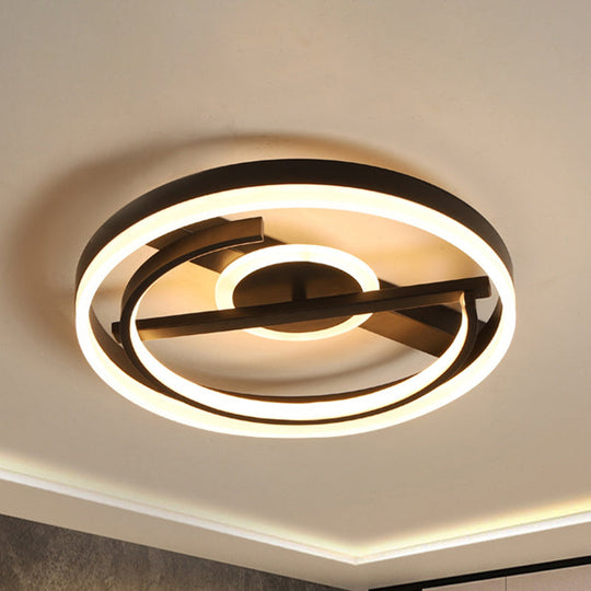 Contemporary Circle Acrylic Ceiling Mounted Led Flush Light - 16/19.5 Wide Black/White Warm/White/3