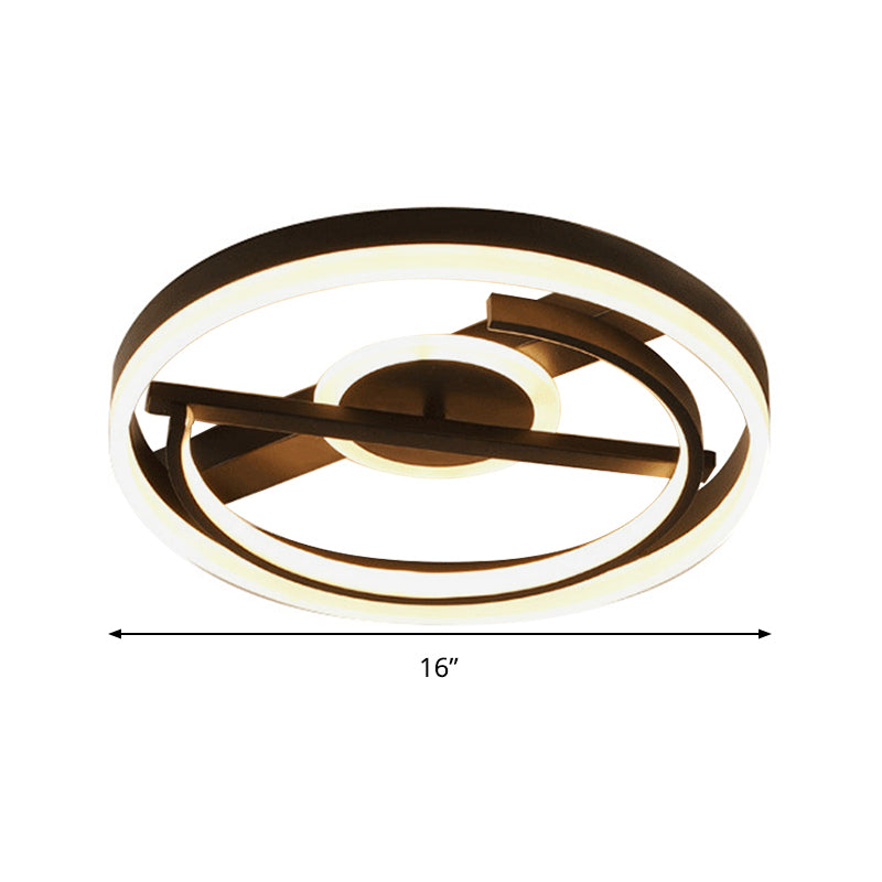Contemporary Circle Acrylic Ceiling Mounted Led Flush Light - 16’/19.5’ Wide Black/White