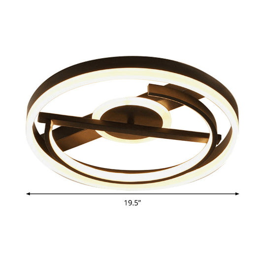 Contemporary Circle Acrylic Ceiling Mounted Led Flush Light - 16/19.5 Wide Black/White Warm/White/3