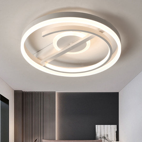 Contemporary Circle Acrylic Ceiling Mounted Led Flush Light - 16/19.5 Wide Black/White Warm/White/3