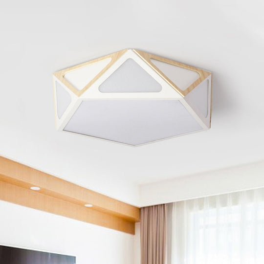 Modern Geometric Flush Light: Acrylic White/Pink/Yellow Led Ceiling Fixture Warm/White Light 16/19.5