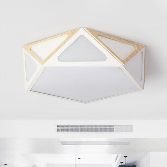 Modern Geometric Flush Light: Acrylic White/Pink/Yellow Led Ceiling Fixture Warm/White Light