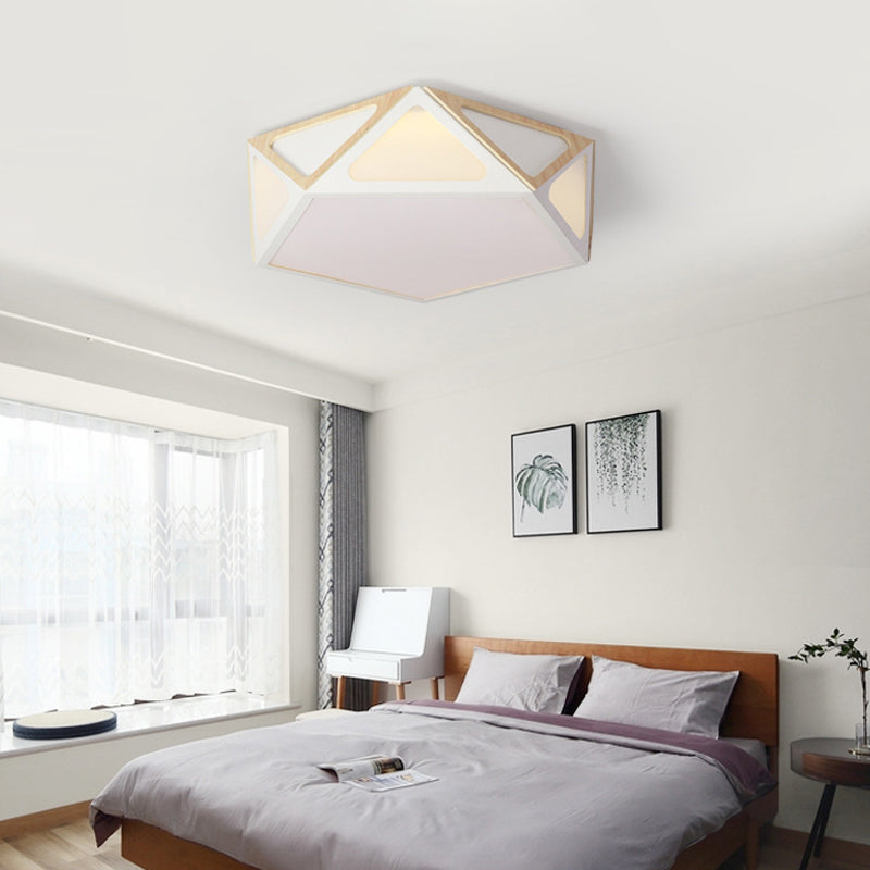 Modern Geometric Flush Light: Acrylic White/Pink/Yellow Led Ceiling Fixture Warm/White Light
