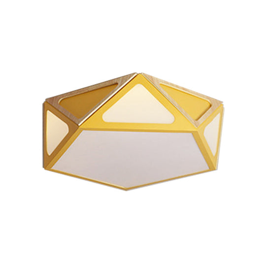 Modern Geometric Flush Light: Acrylic White/Pink/Yellow Led Ceiling Fixture Warm/White Light