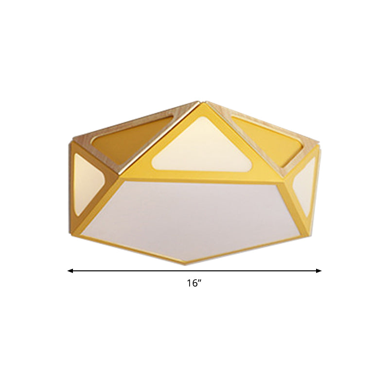 Modern Geometric Flush Light: Acrylic White/Pink/Yellow Led Ceiling Fixture Warm/White Light