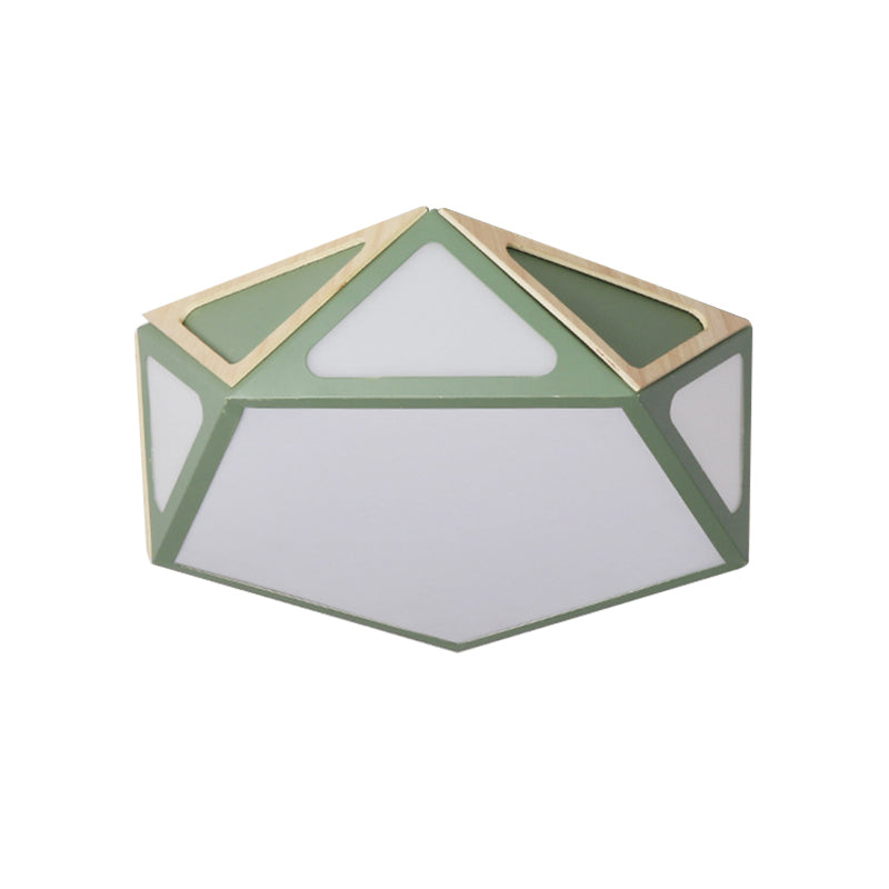 Modern Geometric Flush Light: Acrylic White/Pink/Yellow Led Ceiling Fixture Warm/White Light