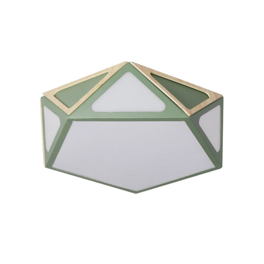 Modern Geometric Flush Light: Acrylic White/Pink/Yellow Led Ceiling Fixture Warm/White Light