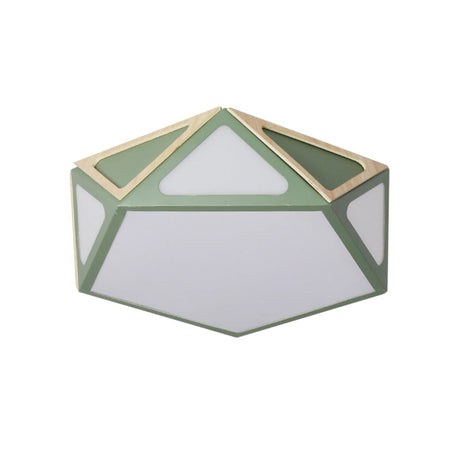 Modern Geometric Flush Light: Acrylic White/Pink/Yellow Led Ceiling Fixture Warm/White Light 16/19.5