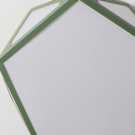 Modern Geometric Flush Light: Acrylic White/Pink/Yellow Led Ceiling Fixture Warm/White Light 16/19.5