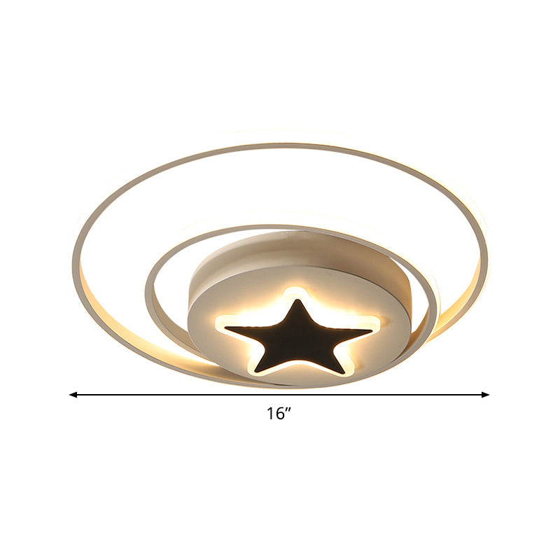 Contemporary Circle Acrylic Ceiling Fixture - Black/White Led Flush Mount 16/19.5 Wide White