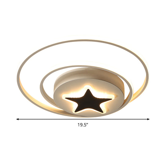 Contemporary Circle Acrylic Ceiling Fixture - Black/White Led Flush Mount 16’/19.5’ Wide White