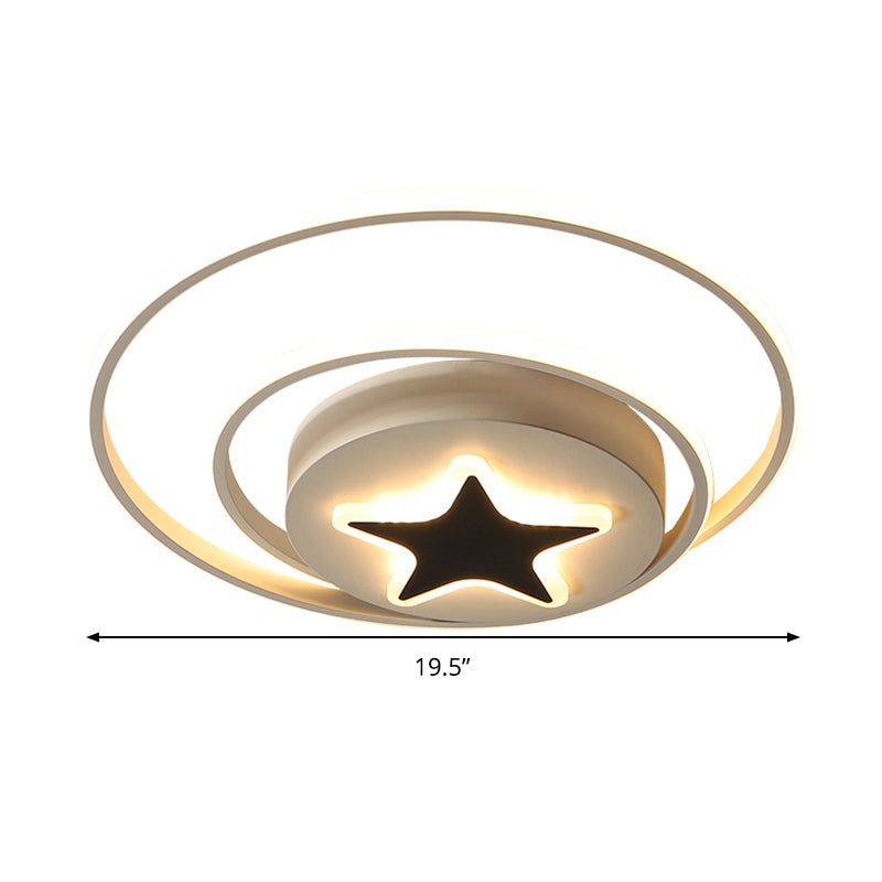 Contemporary Circle Acrylic Ceiling Fixture - Black/White Led Flush Mount 16/19.5 Wide White