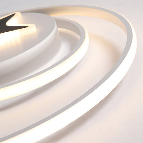 Contemporary Circle Acrylic Ceiling Fixture - Black/White Led Flush Mount 16’/19.5’ Wide White