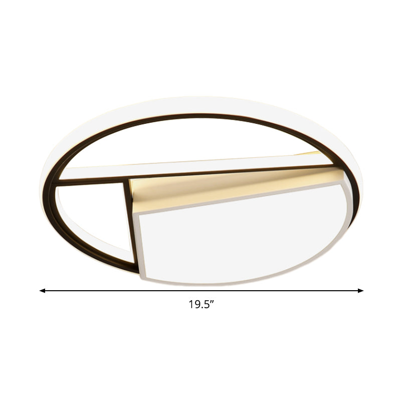 Contemporary Black & White Led Geometric Ceiling Lamp - 16’/19.5’ Wide