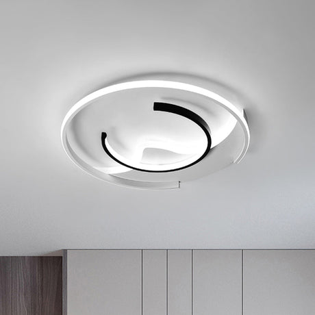 Modern Acrylic Ceiling Light: Semi-Circle Shape In Black & White Flush Mounted With Led