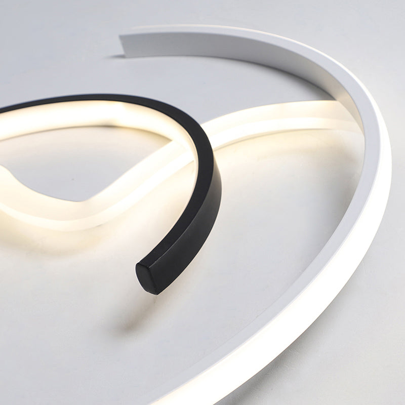 Modern Acrylic Ceiling Light: Semi - Circle Shape In Black & White Flush Mounted With Led Remote -