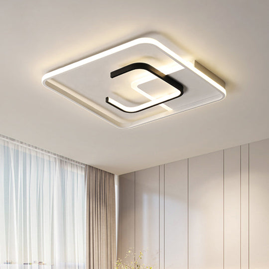 Minimalist Black And White Led Ceiling Light With Remote Control Stepless Dimming - 16’/19.5’