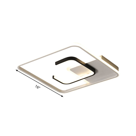Minimalist Black And White Led Ceiling Light With Remote Control Stepless Dimming - 16/19.5 Wide