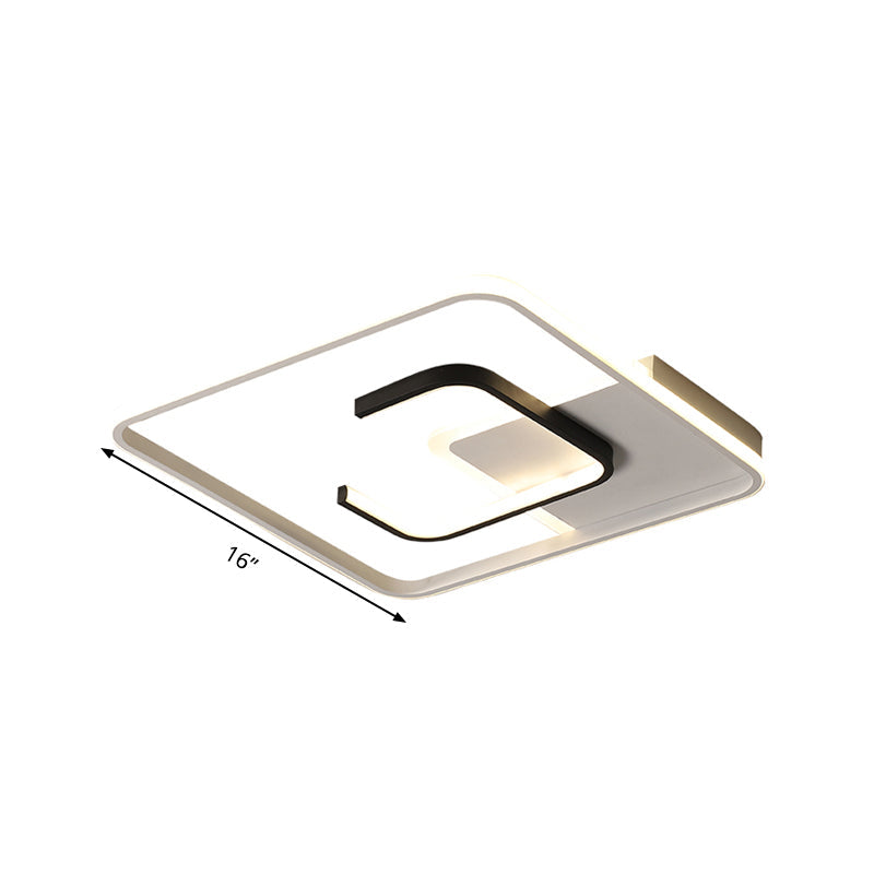 Minimalist Black And White Led Ceiling Light With Remote Control Stepless Dimming - 16’/19.5’ Wide