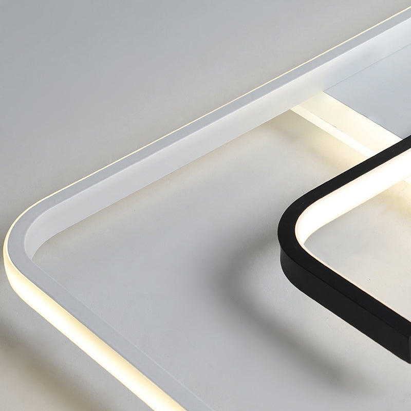 Minimalist Black And White Led Ceiling Light With Remote Control Stepless Dimming - 16’/19.5’ Wide