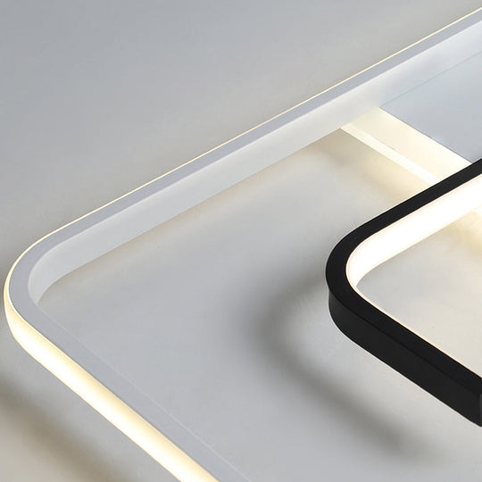 Minimalist Black And White Led Ceiling Light With Remote Control Stepless Dimming - 16’/19.5’ Wide