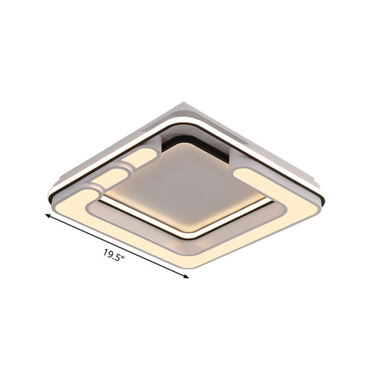 Contemporary Acrylic Led Flush Light - Square Ceiling Mounted Black & White Warm/White Illumination