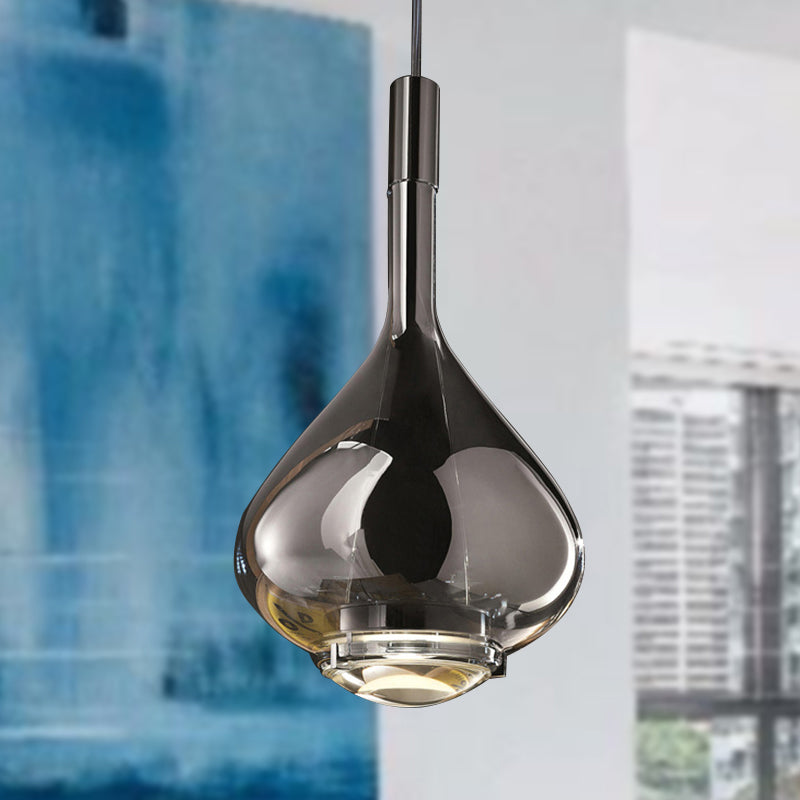 Modern Rose Gold Pendant Light With Beaker-Inspired Design - Clear/Smoke Glass Ideal For Dining Room