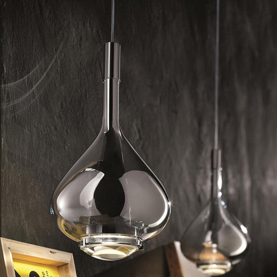 Modern Rose Gold Pendant Light With Beaker-Inspired Design - Clear/Smoke Glass Ideal For Dining Room
