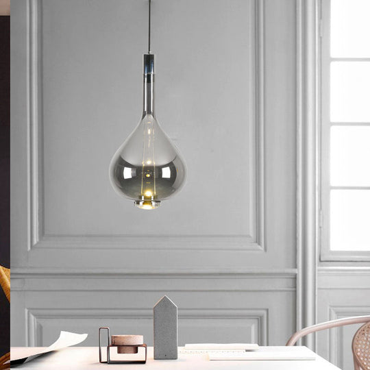 Modern Rose Gold Pendant Light With Beaker-Inspired Design - Clear/Smoke Glass Ideal For Dining Room