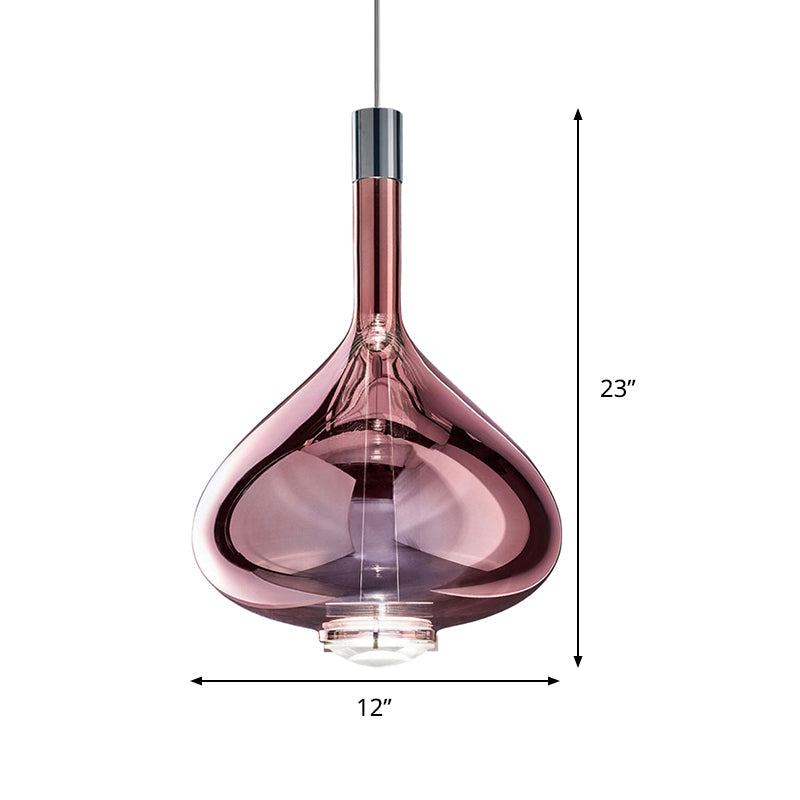 Modern Rose Gold/Clear/Smoke Glass Pendant Light - Beaker-Inspired Shape | 1-Light Dining Room