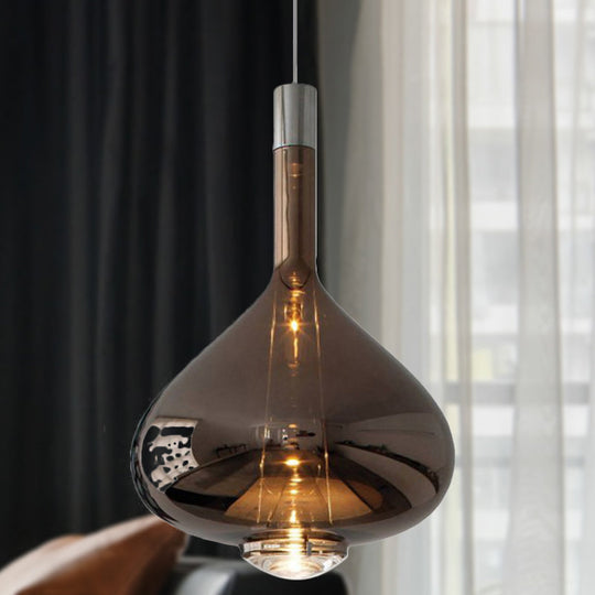 Modern Rose Gold Pendant Light With Beaker-Inspired Design - Clear/Smoke Glass Ideal For Dining Room