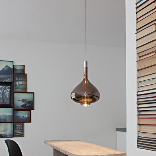 Modern Rose Gold Pendant Light With Beaker-Inspired Design - Clear/Smoke Glass Ideal For Dining Room