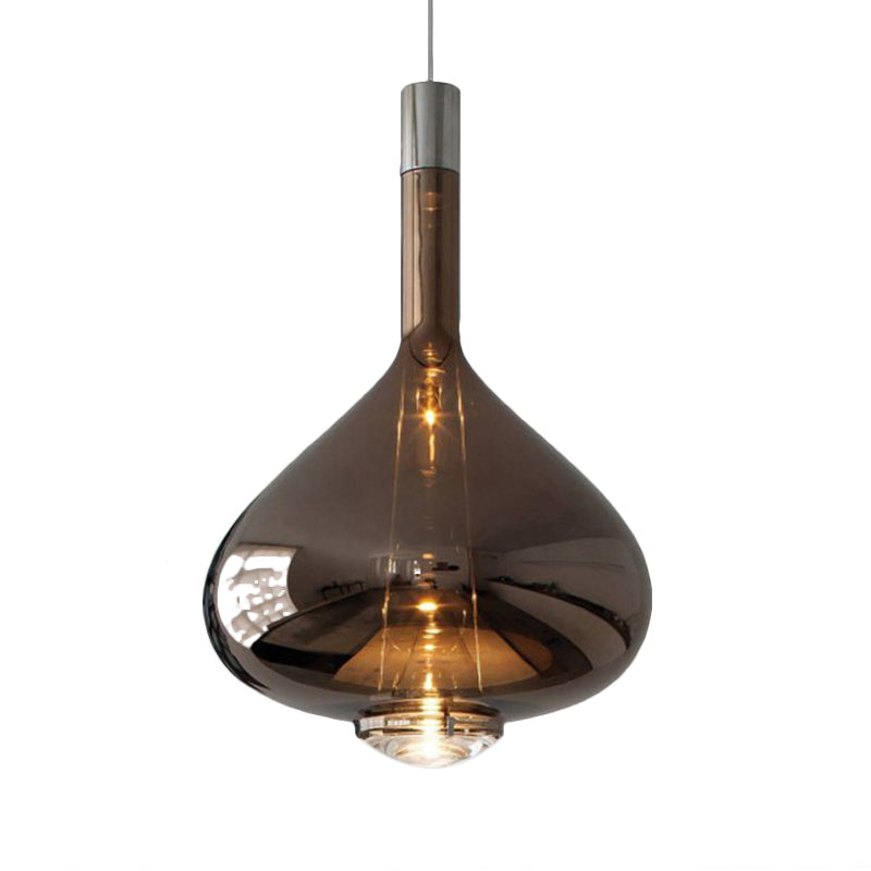 Modern Rose Gold Pendant Light With Beaker-Inspired Design - Clear/Smoke Glass Ideal For Dining Room