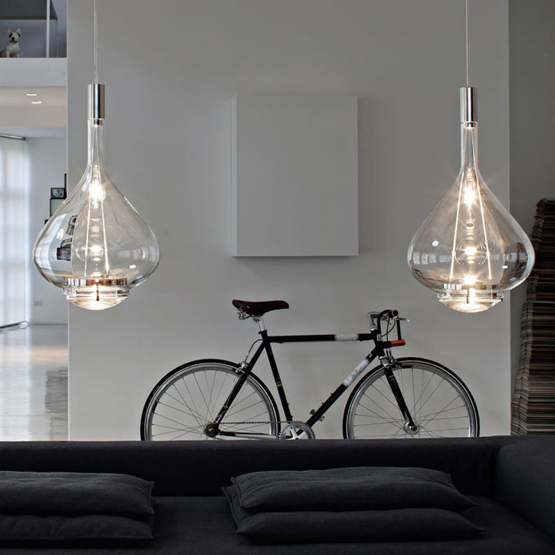 Modern Rose Gold Pendant Light With Beaker-Inspired Design - Clear/Smoke Glass Ideal For Dining Room