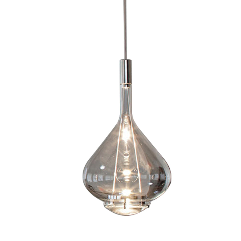Modern Rose Gold Pendant Light With Beaker-Inspired Design - Clear/Smoke Glass Ideal For Dining Room