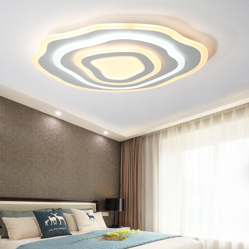 Ultra Thin Acrylic Ripple Ceiling Lamp - 19.5’/23.5’ W Simple White Led Light In Warm/White