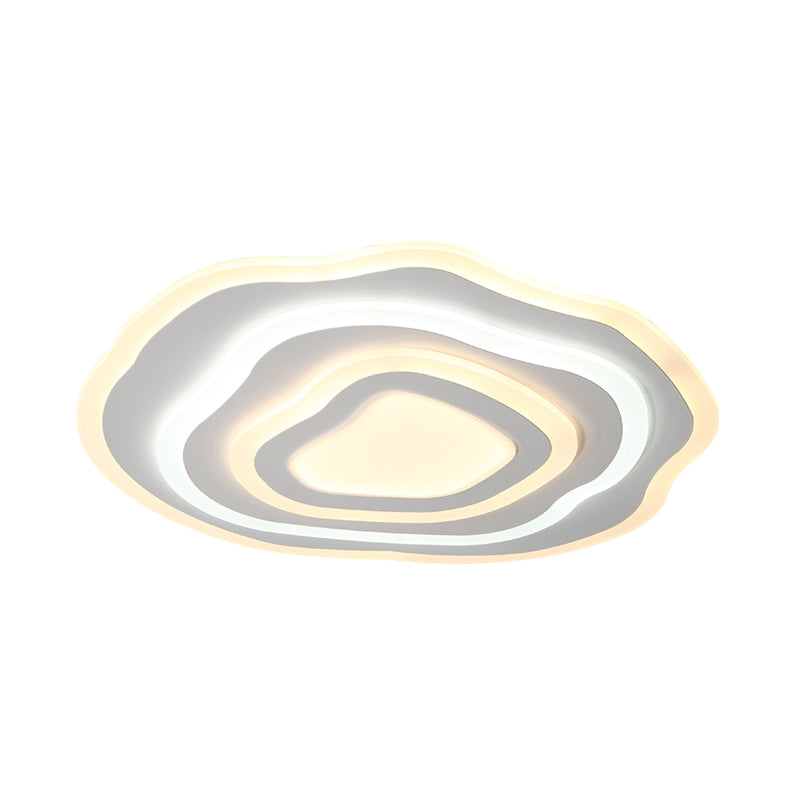 Ultra Thin Acrylic Ripple Ceiling Lamp - 19.5’/23.5’ W Simple White Led Light In Warm/White