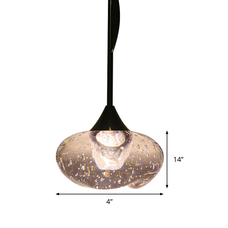 Contemporary Brass Seeded Glass Pendant Light - Elegant Oval Hanging Ceiling