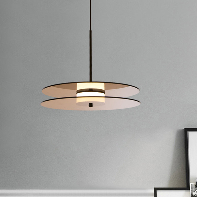 Nordic Tan Glass Disc Pendant Light Fixture - Perfect For Dining Room Ceiling