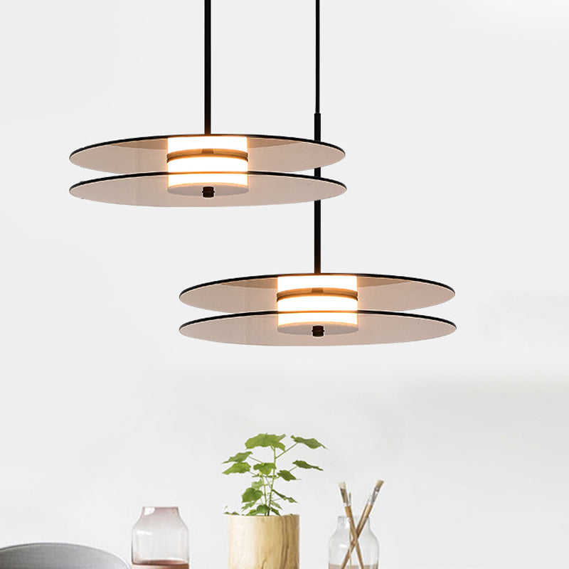 Nordic Glass Disc Pendant Light For Dining Room - Tan 1