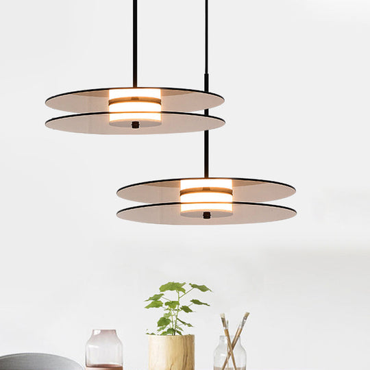 Nordic Glass Disc Pendant Light For Dining Room - Tan 1