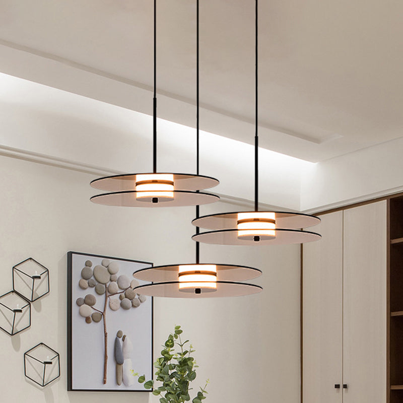 Nordic Tan Glass Disc Pendant Light Fixture - Perfect For Dining Room Ceiling
