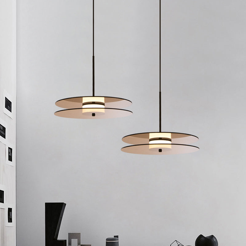 Nordic Glass Disc Pendant Light For Dining Room - Tan 1